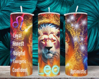 Leo Zodiac Tumbler, Personally of Leo Tumbler, Digital Download, 20oz Skinny Tumbler, Tumbler Sublimation, Leo fire Tumbler, Tumbler Wrap