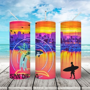 Travel Tumbler, San Diego Sublimation Design Templates, Inspirational San Diego Trip Tumbler, 20oz Skinny Tumbler, PNG Digital Download