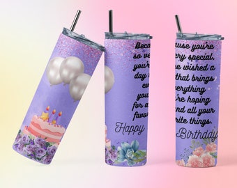 Happy birthday tumbler, Digital download, 20oz tumbler, Birthday cake tumbler, skinny tumbler, JPG tumbler, birthday wish, Birthday party