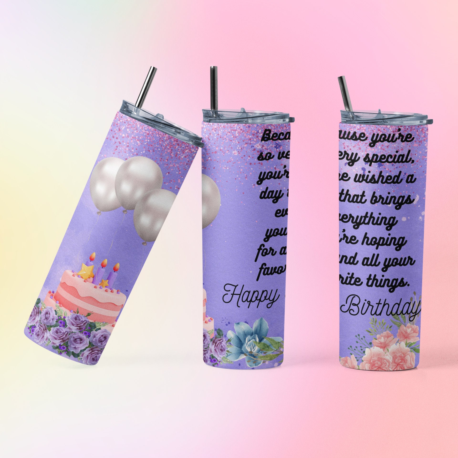 Happy Birthday Tumbler, Digital Download, 20oz Tumbler, Birthday Cake