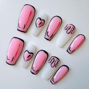 Press-On Nails | Handmade Cute Nail Set | Pastel, Glitter, Charms | Reusable Fake Nails