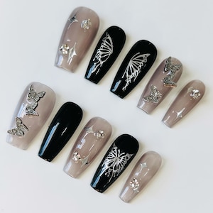 Press-On Nails | Handmade Cute Nail Set | Pastel, Glitter, Charms | Reusable Fake Nails
