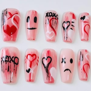 Press-On Nails | Handmade Cute Nail Set | Pastel, Glitter, Charms | Reusable Fake Nails