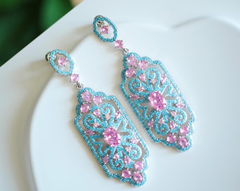Unique Jhumka Kundan earrings/elegant statement dangles with pink zircon drops/wedding cultural accessory/traditional handmade Christmas