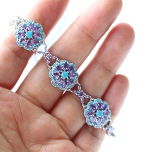 Natural petal purple zircon chain braclete\Dainty elegant zircon bracelet titanium\Charm zircon bracelet\Stunning zircon jewelry gift her