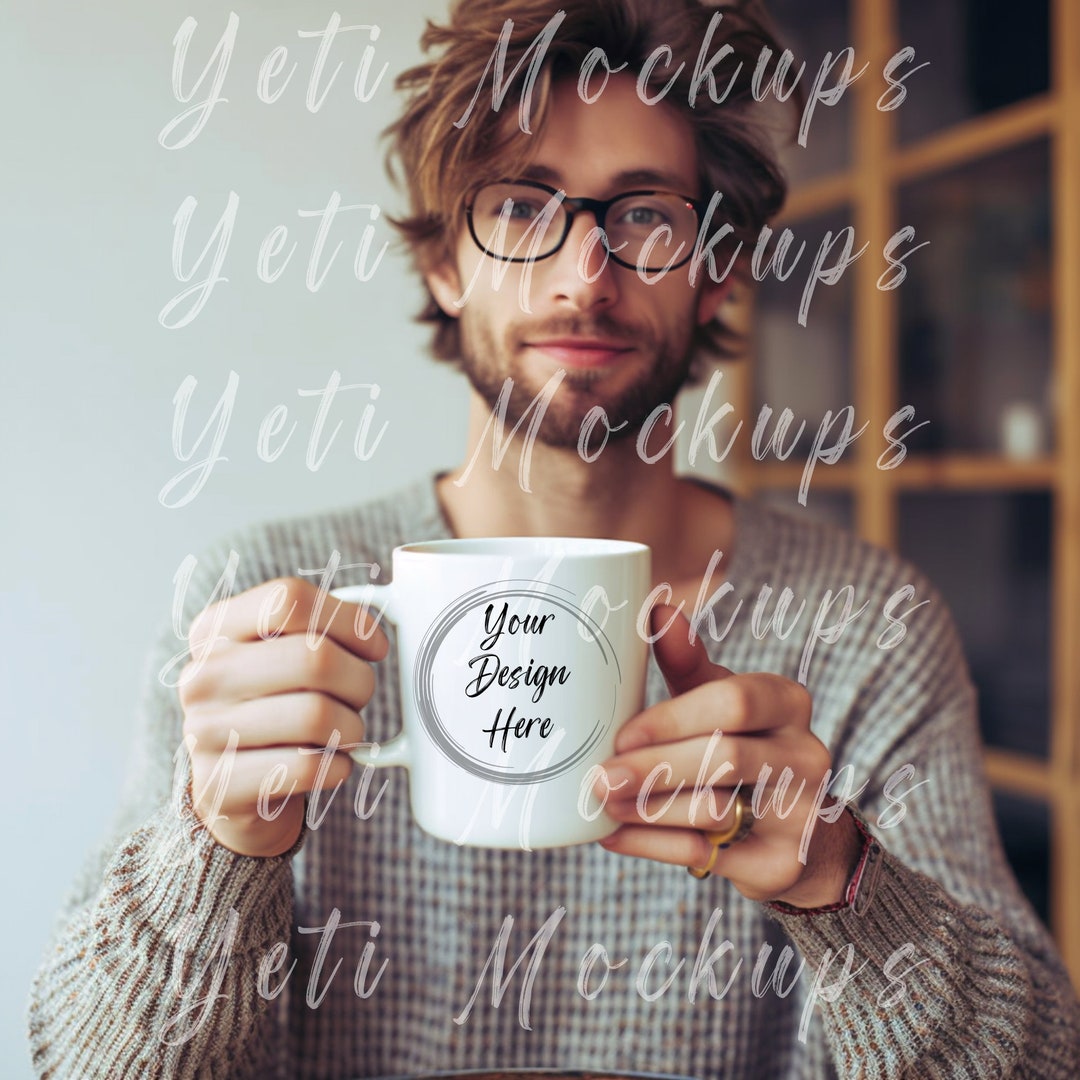Mug Mockup Ceramic Mug Mockup White Coffee Mug Man Holding Etsy