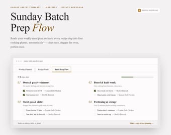 Sunday Batch Prep Planner | Google Sheets Meal Prep Template (Digital Download)