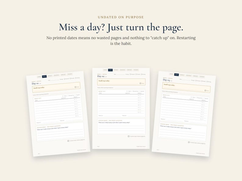 Wealth Clarity Journal, Undated 90 Day Spending Tracker & Impulse Buy Log, Printable and GoodNotes Budget Planner image 3