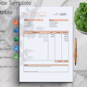 Invoice Template PDF/Google Docs/Word. Business Invoice. Invoice Word. Editable Invoice. Custom Invoice. Printable Invoice. Invoice Form.