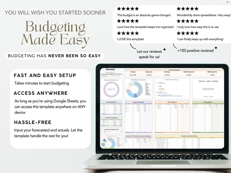 This budget planner is made with efficiency and simplicity in mind! Our reviews speak volumes to the effort we have put in to make it easier for you!