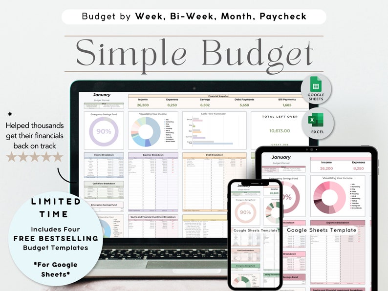 This budget planner helps you to build on your finances better! Live a better financial life with this budget spreadsheet