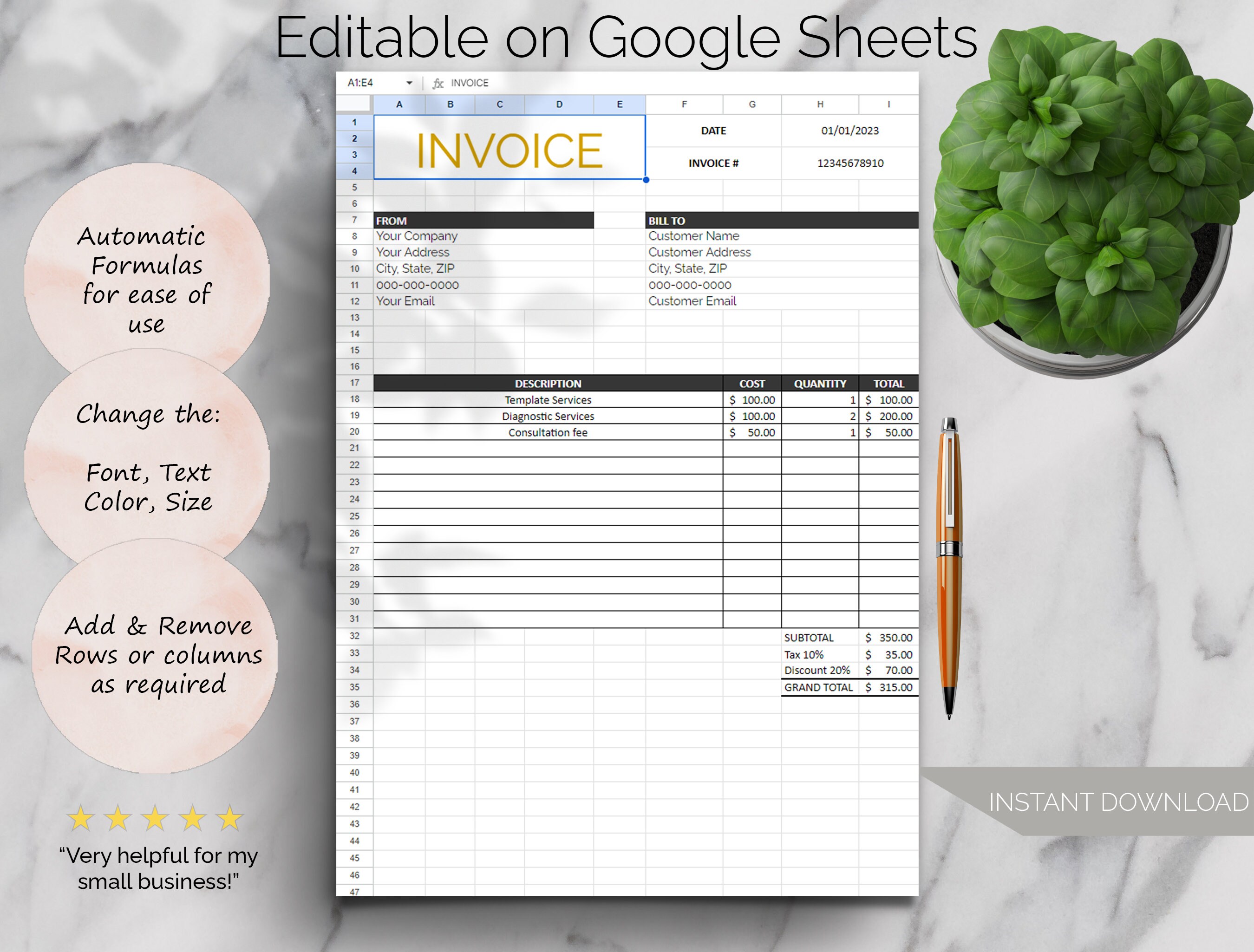 Invoice Template Pdf/google Docs/word. Business Invoice. Invoice Word