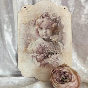 Original picture with a romantic little girl in a shabby chic style