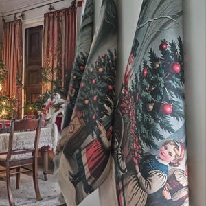 Set of 3 Tea Towels in a Vintage Victorian Christmas Style