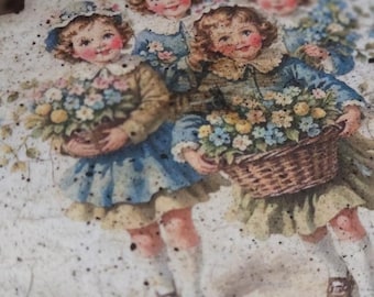 Original picture with spring girls in vintage style