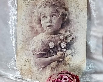 Original picture with a romantic little girl in a shabby chic style