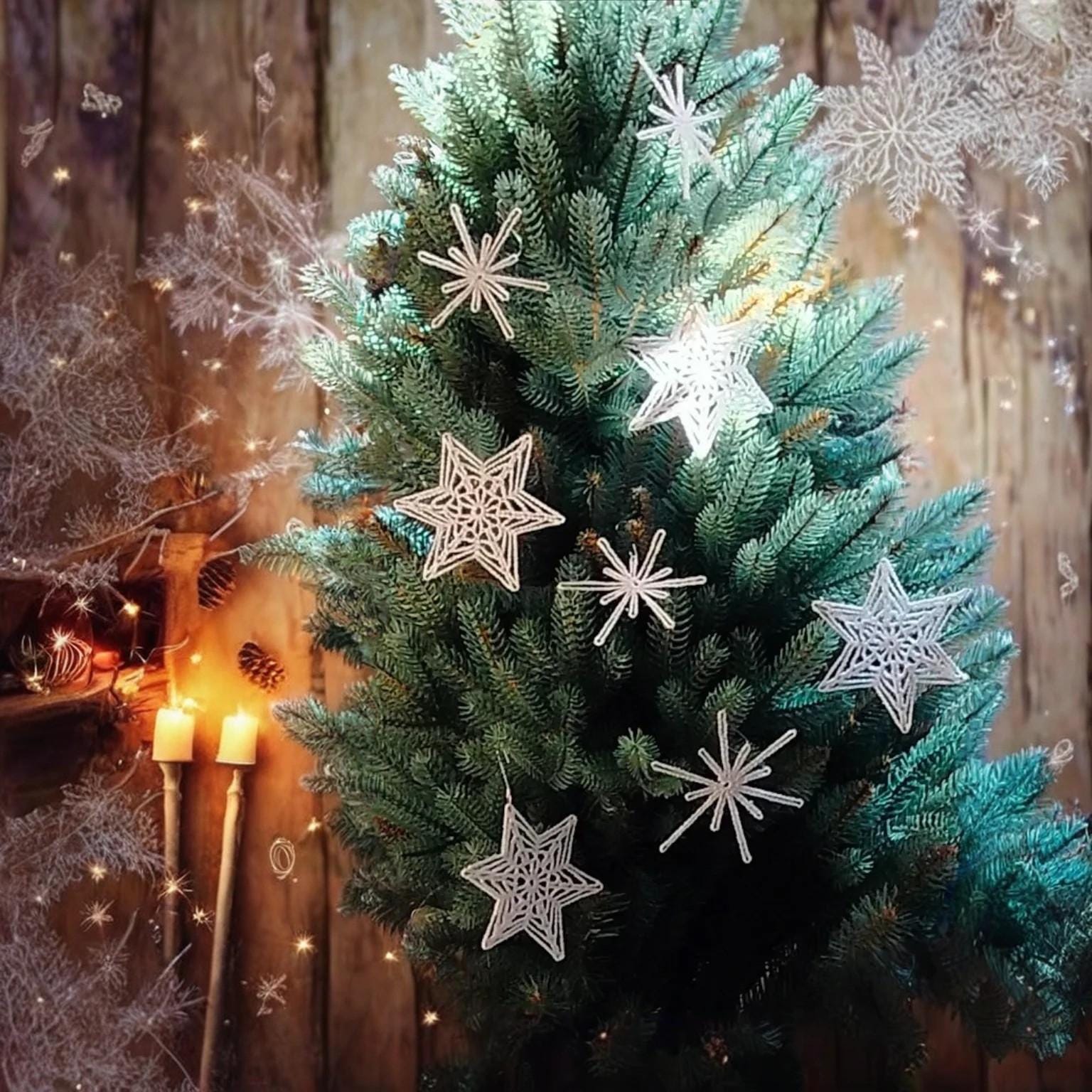 クリスマスツリー用の手編みオーナメント 8 個セット。 - Etsy 日本