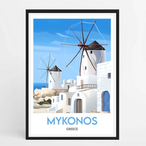 MYKONOS POSTER - Minimalistisches Reiseposter - Home Decor - Griechenland Poster - Mykonos - Die Kykladen