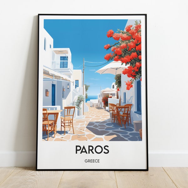 AFFICHE PAROS - Affiche de voyage minimaliste - Décoration d'intérieur - Affiche Île Paros Grèce