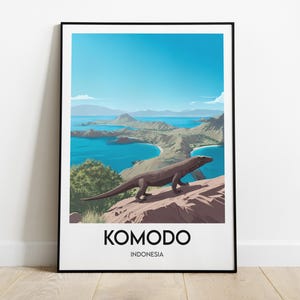 Komodo poster | Indonesia print | Wall art | digital download | Komodo dragon