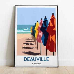 Póster de Deauville - Ilustración minimalista de Deauville - Póster de viaje a Normandía