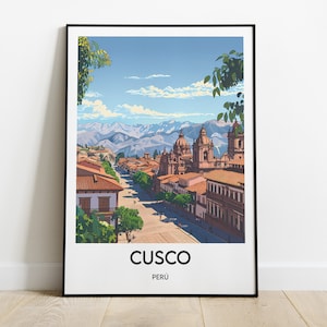 Cusco Poster, Peru Druck, Cusco Rahmen, Peru Reiseposter Illustration