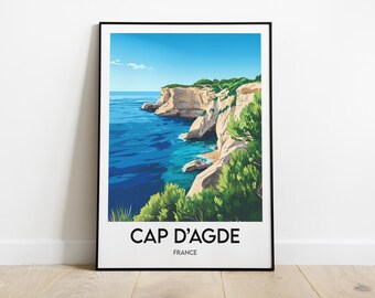 Affiche Cap D'Agde - Poster de voyage - Illustration Cap D'Agde - Décoration
