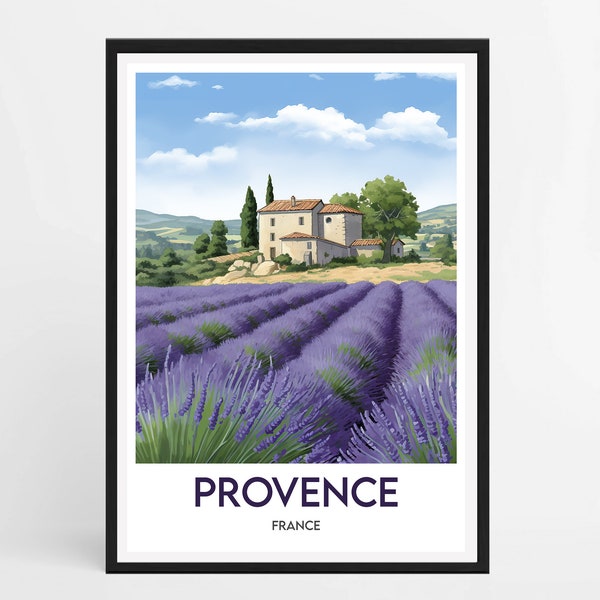 Affiche de la Provence en France - Art Mural Minimaliste - Décoration d'intérieur murale - Idée de Cadeau pour Voyageur - Illustration
