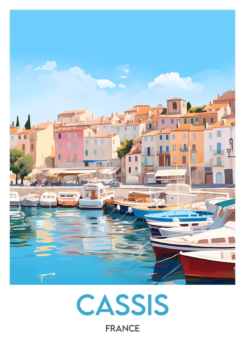 Affiche Cassis Illustration minimaliste de Cassis Affiche de voyage ...