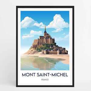 Mont Saint-Michel Poster - Minimalist Wall Art - French Decor - Gift Idea for Travelers