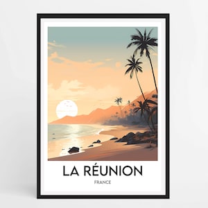 Framed poster Reunion Island | Frame Reunion Island | Illustration Reunion Island | Frame poster France
