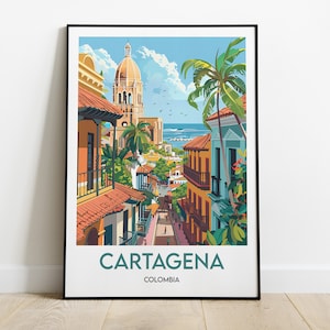 Manifesto di Cartagena, stampa Colombia, cornice di Cartagena, manifesto di viaggio Colombia, illustrazione