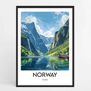 Norwegen Poster - Norwegen Reiseposter - Wohndekor - Norwegen Fjorde Poster