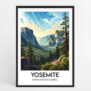 Affiche Yosemite - Affiche de voyage Yosemite - Affiche de tourisme - Décoration d'intérieur - Affiche États-Unis
