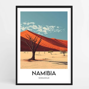 Póster de Namibia - Póster de viaje a Namibia - Decoración del hogar - Póster de Namibia Sossuvlei
