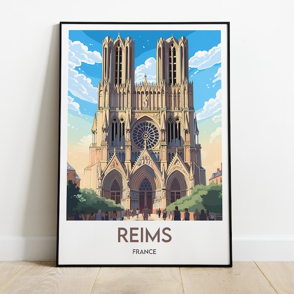 Reims-Plakat - Minimalistische Illustration von Reims - Frankreich-Reiseplakat - Innenwanddekoration - Reims-Plakat