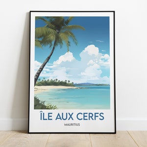 Ile aux Cerfs, Mauricio, Póster de viaje, Playa Paraíso