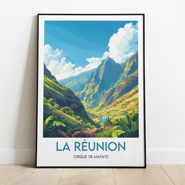 La Réunion | Affiche | Cirque de Mafate | Poster voyage | Vacances La Réunion