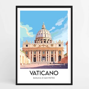 Cartel del Vaticano | Póster de viaje del Vaticano | Ilustración del Vaticano | Póster del Estado de la Ciudad del Vaticano