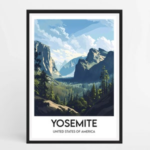 Affiche Yosemite - Affiche de voyage Yosemite - Affiche de tourisme - Décoration d'intérieur - Affiche États-Unis