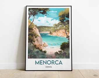 Menorca Cove poster: minimalist Balearic Islands setting