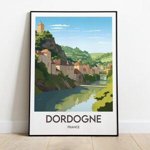Dordonha | Cartaz da França | Vila à beira-mar | La Roque-Gageac | Lembrança de viagem