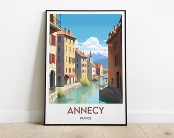 ANNECY POSTER - Minimalist travel poster - Home decor - France poster - Annecy
