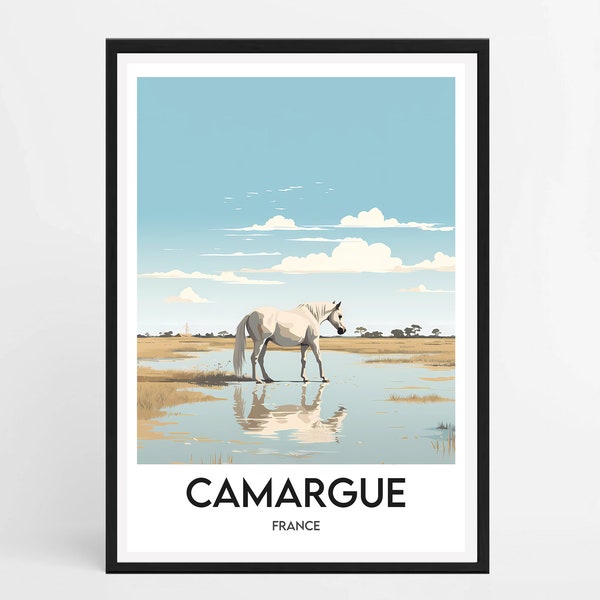 Affiche encadrée Camargue | Cadre Camargue | Illustration Camargue | Affiche cadre France