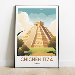 Chichén Itzá - Póster - Póster de viaje minimalista - Decoración del hogar - Póster de México