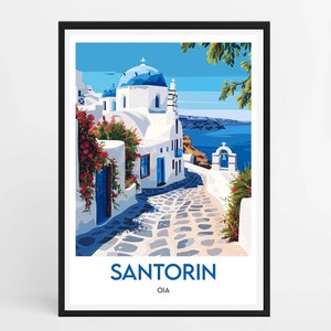 Santorini Poster - Santorini Travel Poster - Greece Poster - Cyclades Wall Decor - Oia Santorini