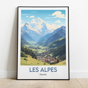 Das Alpenposter - Minimalistische Illustration der Alpen - Frankreich Reiseposter - Home Wall Decor - Alpenposter