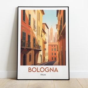 Póster de Bolonia - Póster turístico de Bolonia - Póster de viaje a Italia - Ilustración de la ciudad de Bolonia