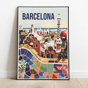 BARCELONA - Poster Park Güell - Poster Barcelone - Affiche minimaliste de Barcelone