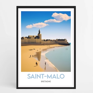 Pôster de Saint-Malo - Ilustração minimalista de Saint-Malo - Pôster de viagem da França - Decoração de parede para casa - Pôster de Saint-Malo